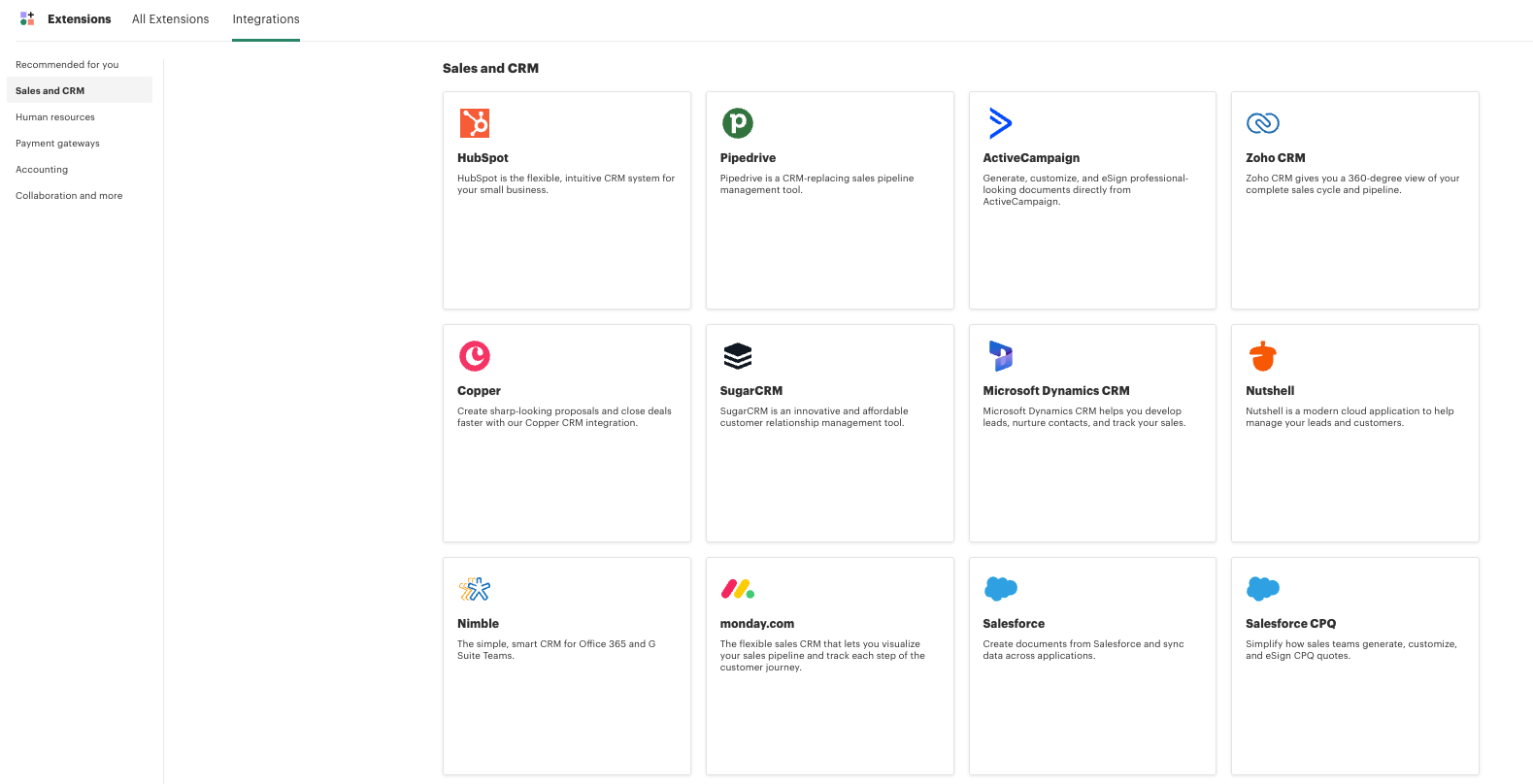 setup crm integrations