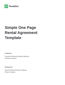 Simple One Page Rental Agreement Template