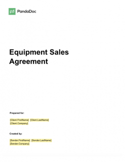 Equipment Sales Agreement