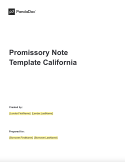 Promissory Note Template California