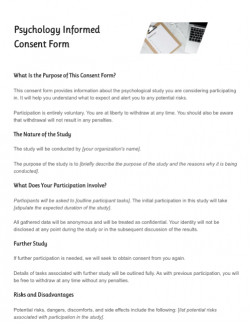 Psychology Informed Consent Form