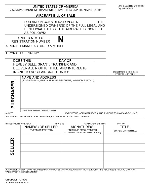 Aircraft bill of sale Delaware PandaDoc
