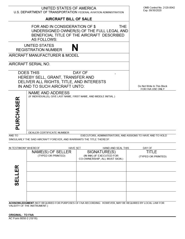 Aircraft bill of sale Indiana PandaDoc