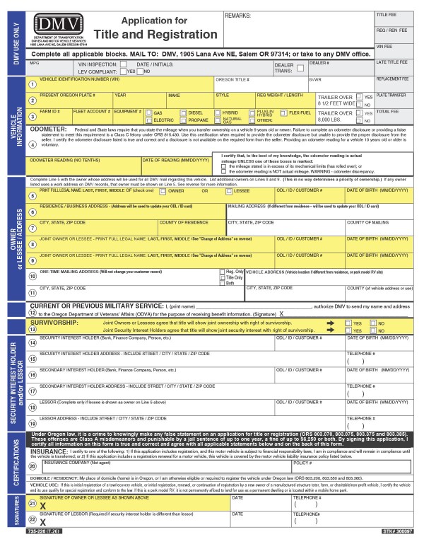 Application for title and registration Oregon PandaDoc