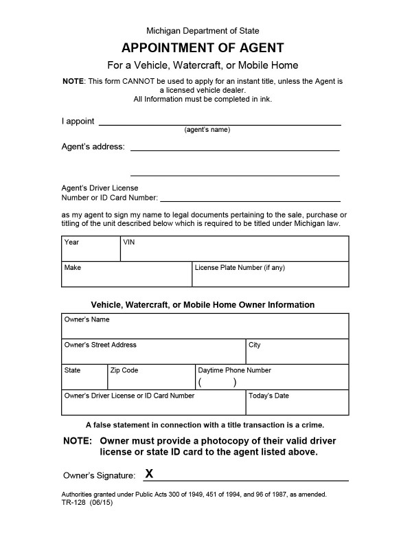 Appointment of agent form Michigan PandaDoc