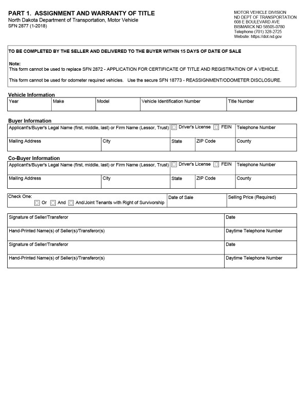 Assignment and warranty of title North Dakota PandaDoc