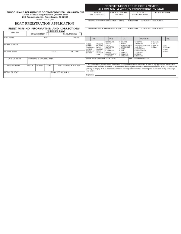 Boat registration application Rhode Island PandaDoc