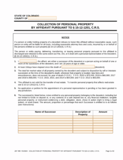 Small Estate Affidavit Colorado