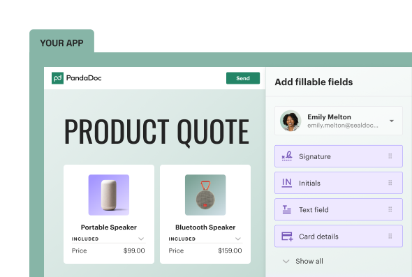 Product quote interface