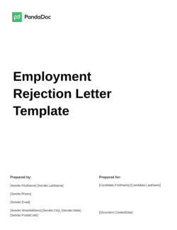 Employment Rejection Letter Template