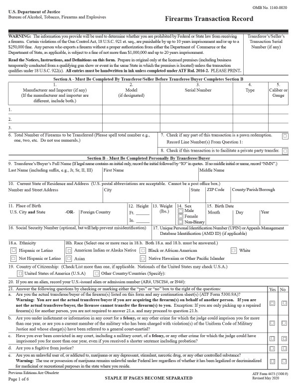 Firearms transaction record (ATF Form 4473) West Virginia PandaDoc