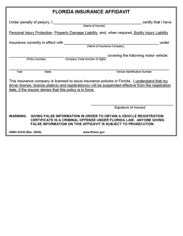 Florida insurance affidavit Florida PandaDoc