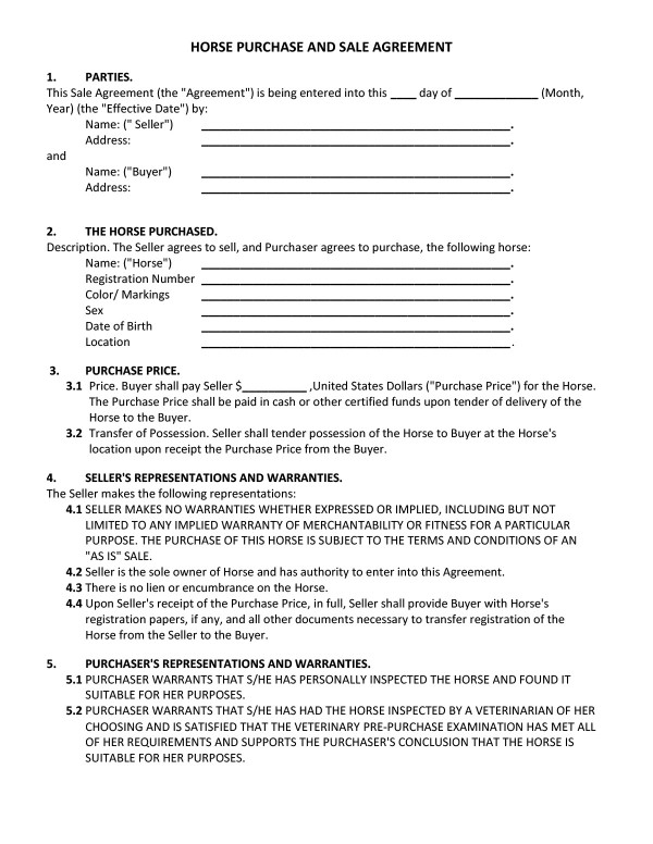 Horse bill of sale Colorado PandaDoc