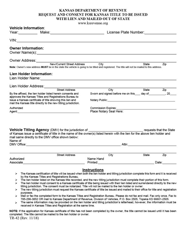 Lien Form TR-42 Kansas PandaDoc