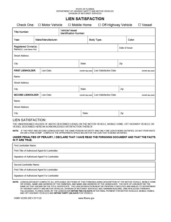 Lien satisfaction Florida PandaDoc