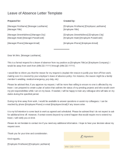 Leave of Absence Letter Template