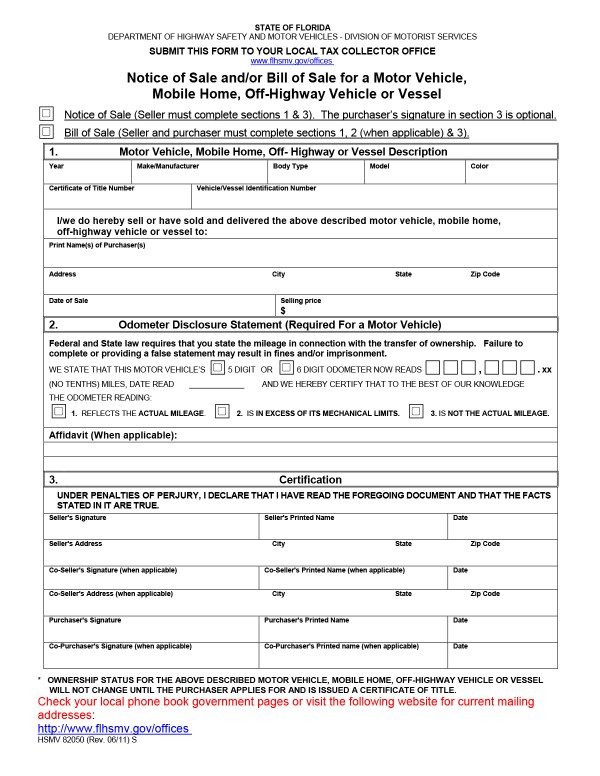 Motor vehicle/Mobile home/Off-highway vehicle Florida PandaDoc