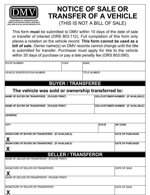 Notice of the sale Oregon PandaDoc