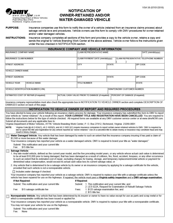Notification of owner retained late model vehicle (VSA 58) Virginia PandaDoc