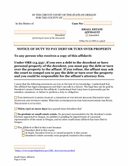 Oregon Small Estate Affidavit