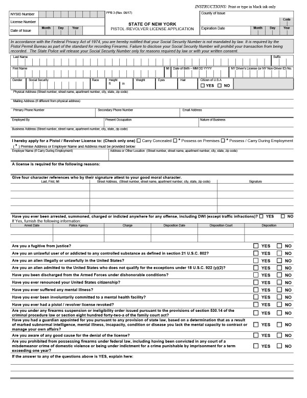 NYS pistol/revolver license application (PPB3) New York PandaDoc