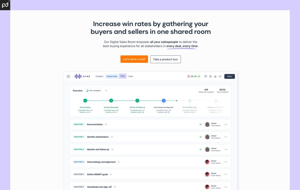 An image showing the GetAccept home page, featuring the phrase, “increase win rates by gathering buy…