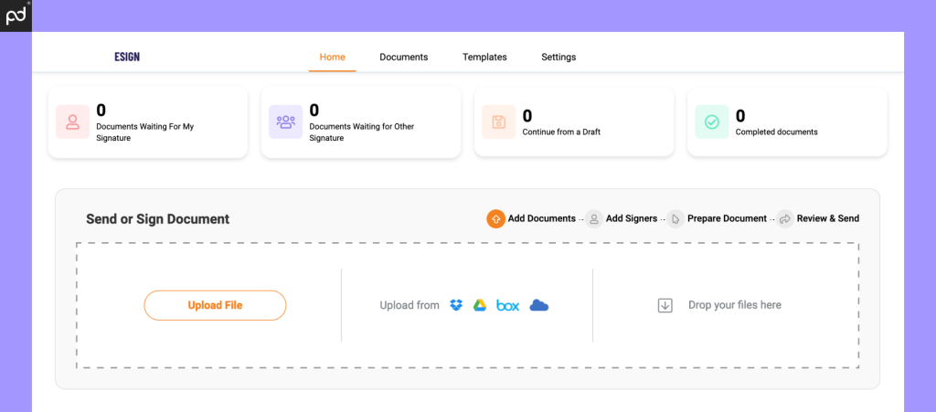 An Image Of The Foxit ESign User Interface And Primary Dashboard