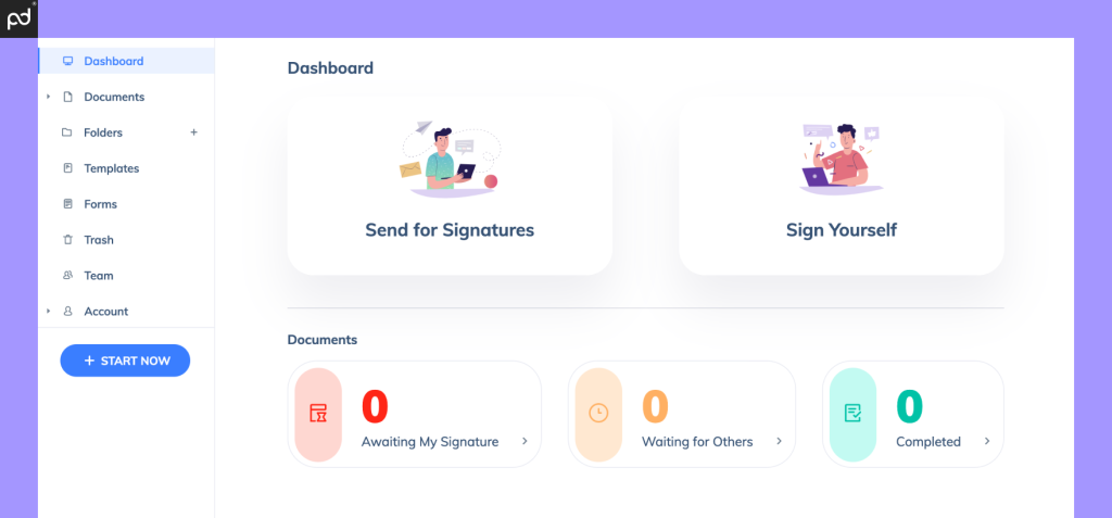 An Image Of The CocoSign User Interface And Primary Dashboard