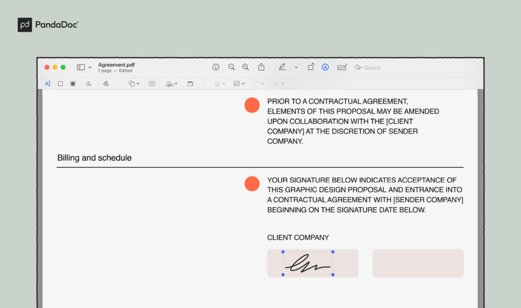 Using the Sign button, add your signature to the document.