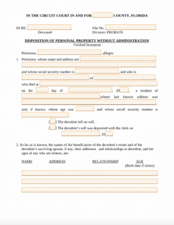 Small Estate Affidavit Florida