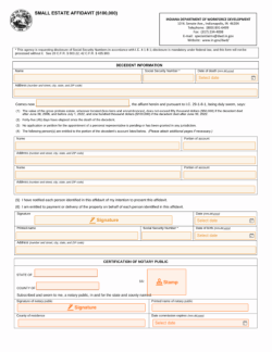 Small Estate Affidavit Indiana