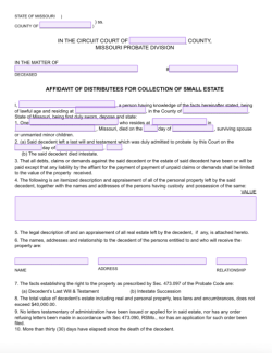 Small Estate Affidavit Missouri
