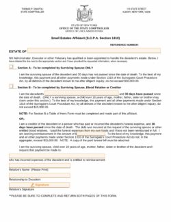 Small Estate Affidavit New York
