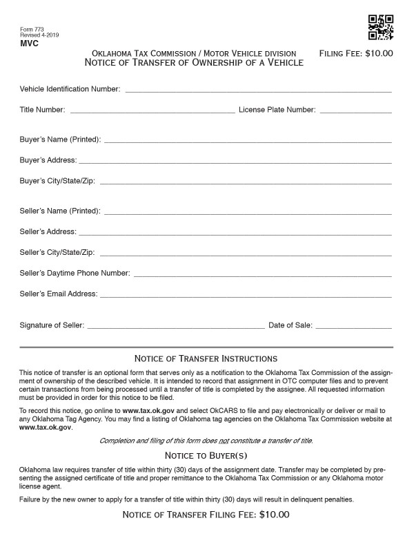 Oklahoma tax commission (Form 773) Oklahoma PandaDoc