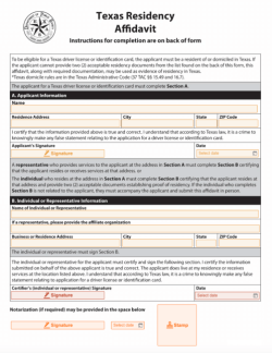 Texas Residency Affidavit