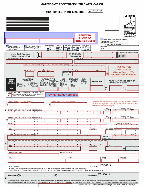 Watercraft registration/title application Illinois PandaDoc