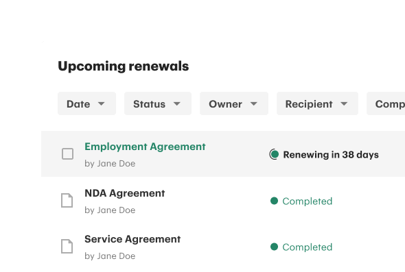 Renewals List