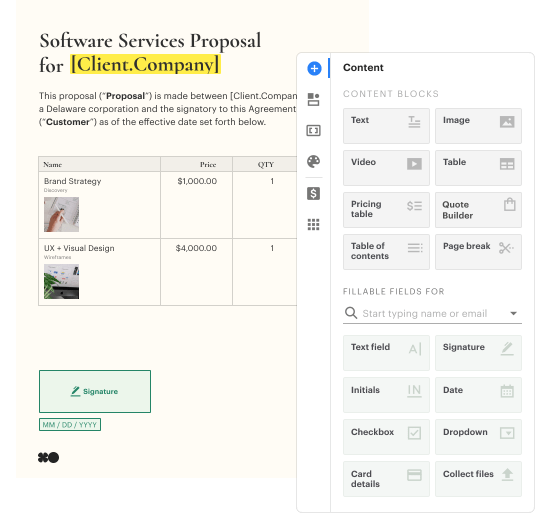 Build stunning, fully customizable sales proposals in minutes